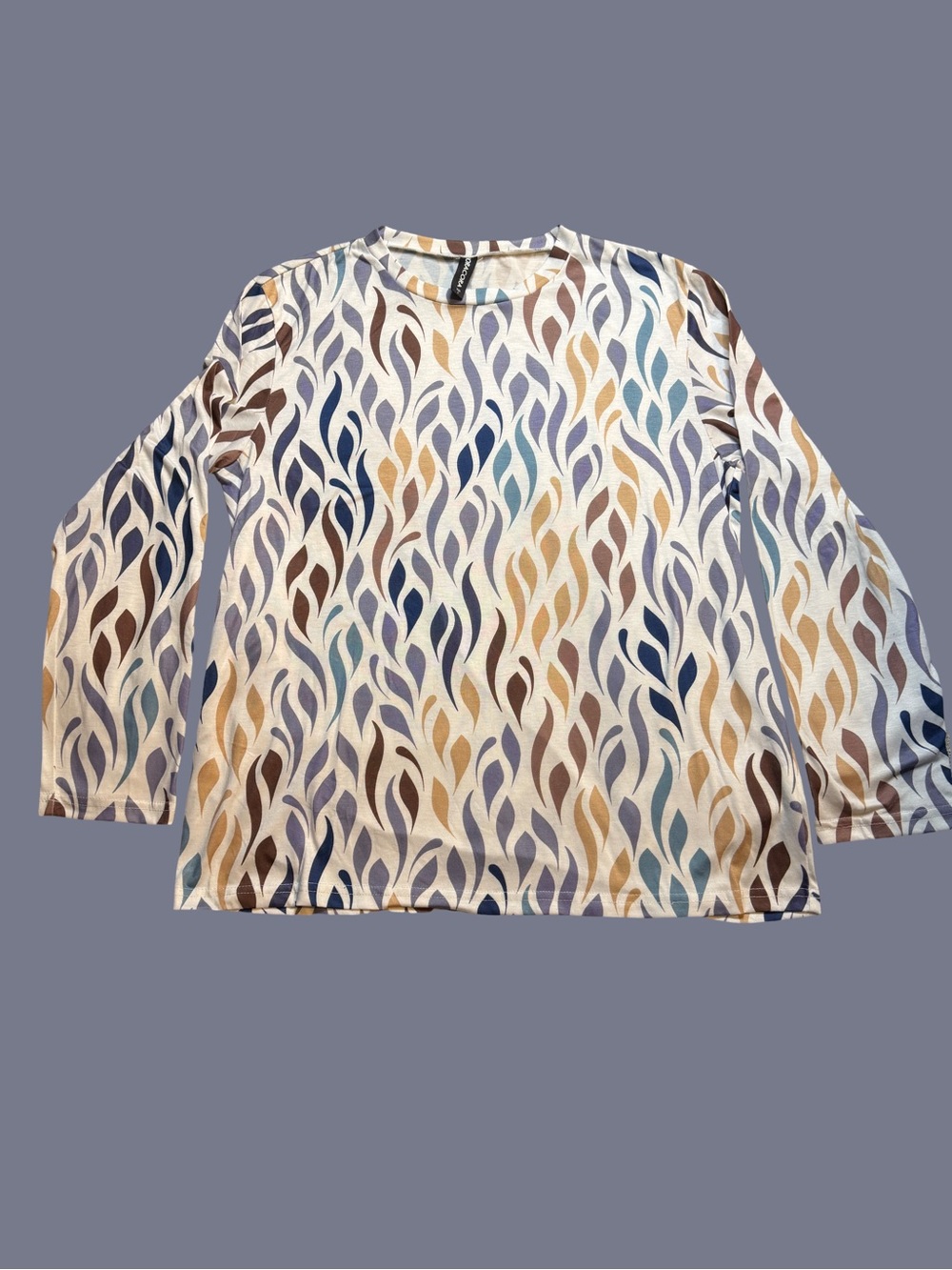 Women’s Long Sleeve Abstract Wave Print Top — Multicolor